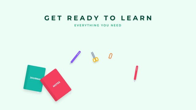 school supplies educational concept featuring journals and stationery