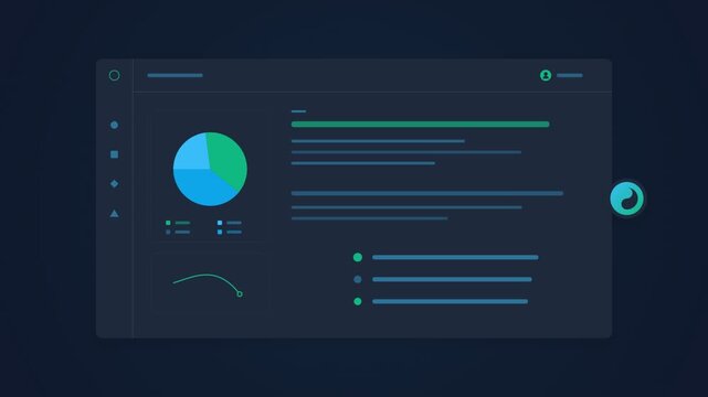 Digital dashboard interface with animated data charts and business analytics