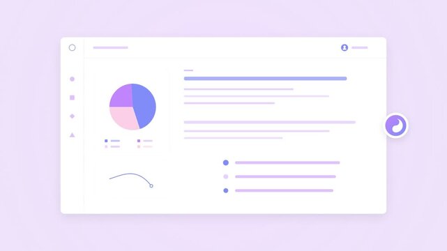 Data dashboard interface showing animated business analytics and pie charts
