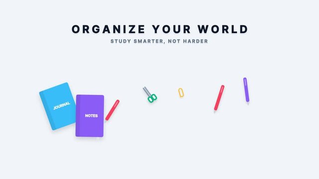 School supplies and stationery icons for student organization and study planning