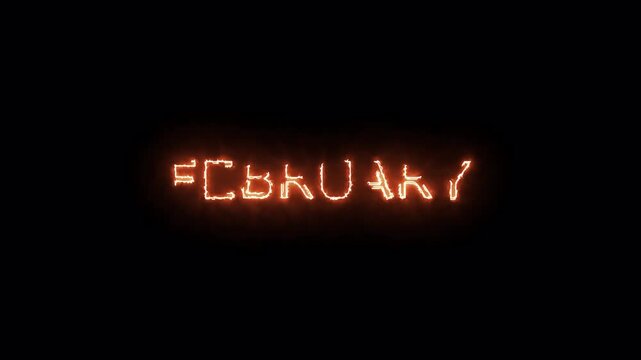 Glowing neon shine month name February text animation on black background. Glowing colorful neon text day of February. new modern digital neon shine week name February text animation