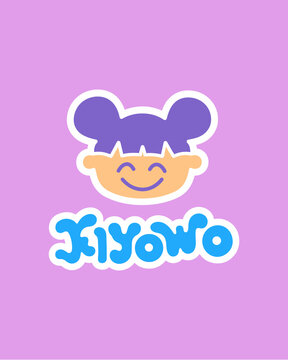 Cute dessert mascot logo featuring a cheerful cartoon character with soft purple and pastel colors bold outlines and playful typography creating a fun and friendly visual identity suitable for dessert