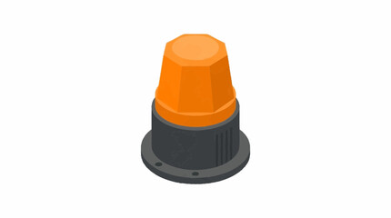 Fototapeta premium Orange warning light beacon on black circular base.