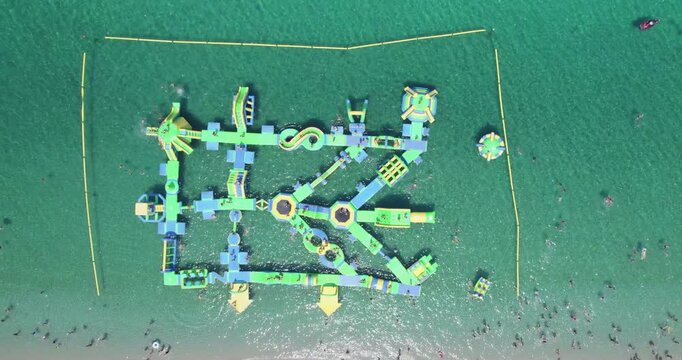 Aerial View Aqua Park Glarokavos Beach Halkidiki Greece Summer Fun