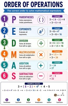 Arithmetic Operations Sequence with Exponents, Multiplication, Division and Addition