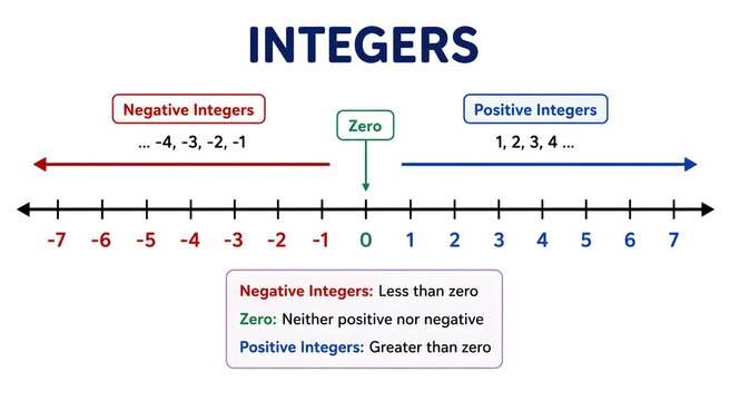 Positive and Negative Integers Displayed on an Educational Number Line