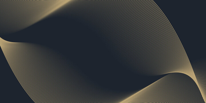 Abstract geometric vector curve lines shape in premium gold color isolated on transtransparent background. Dinamic flowing gold gradient wave pattern. Vector llustration