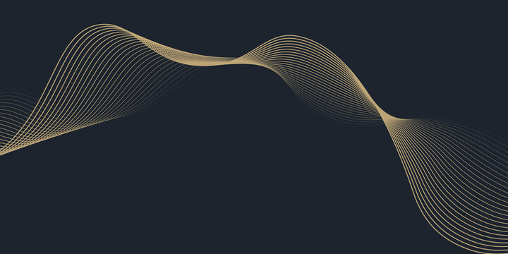 Abstract geometric vector curve lines shape in premium gold color isolated on transtransparent background. Dinamic flowing gold gradient wave pattern. Vector llustration