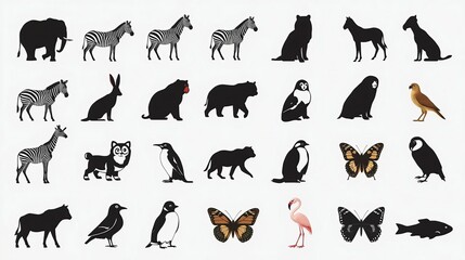 Fototapeta premium Animal Silhouettes and Illustrations Collection