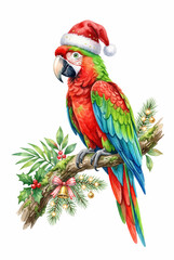 Obraz premium Tropical Parrot Wearing Santa Hat.svg
