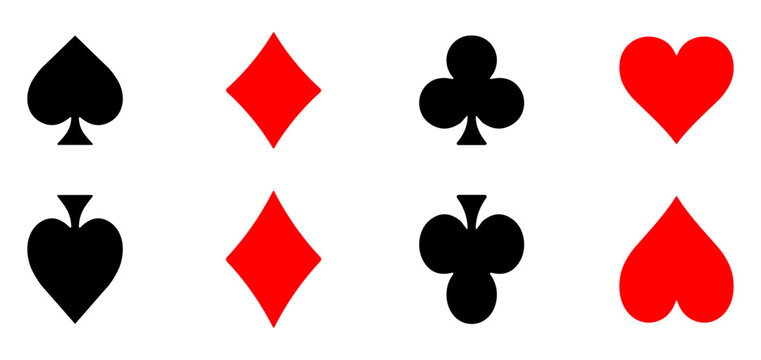 Collection of playing card suits including spades diamonds clubs and hearts