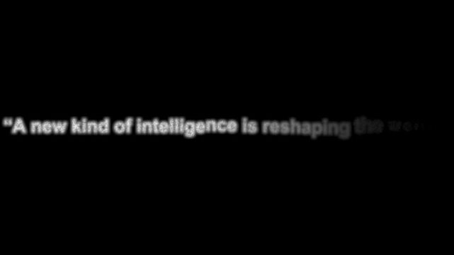 Intelligence quote showing white text fading into darkness on a horizontal axis with a cinematic fade effect across the frame.