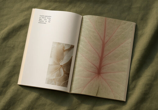 Nature Inspired Book Mockup With Leaf Photography PSD