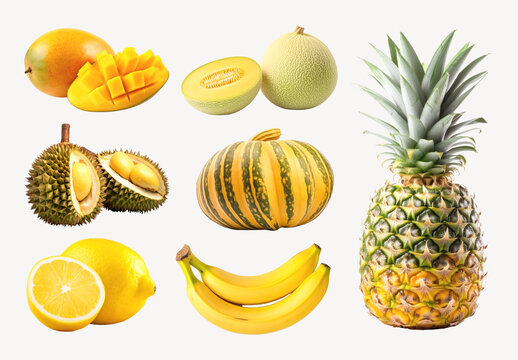 Vibrant Tropical Fruits Assortment Element Set