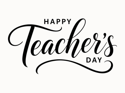 Calligraphic lettering spells out teacher s day in a black vector illustration