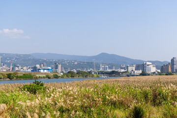 Naklejka premium River view in Taipei city in Taiwan