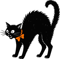 Spooky black cat silhouette halloween clipart © Marvin