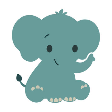Cute Baby Elephant Simple Clipart