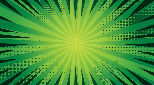 Abstract green comic book style sunburst background with halftone dot pattern sunburst background halftone abstract wallpaper illustration comicbook backdrop creative artistic