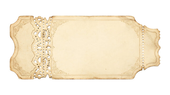 Vintage blank ticket featuring vintage aged paper texture antique paper grain texture distressed paper texture old newspaper texture