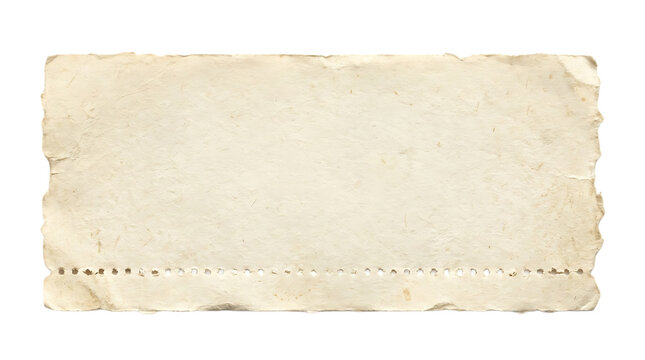 Vintage blank ticket featuring a vintage aged paper texture antique paper grain texture and distressed paper texture old newspaper texture