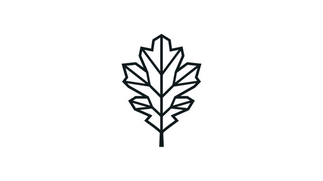 Minimalist Geometric Oak Leaf Line Art Icon