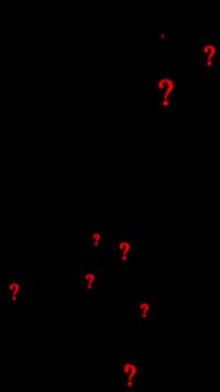 Floating red question marks animation on black background as digital abstract concept for uncertainty confusion mystery puzzle problem solving or mystery theme video footage.