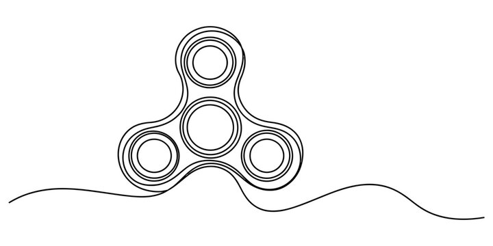 Continuous single line drawing of a fidget spinner toy