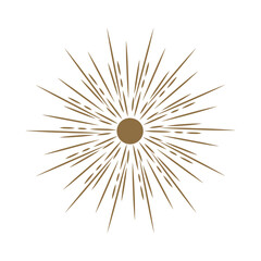 Obraz premium Vintage Gold Sunburst Radiant Starburst on Black Background