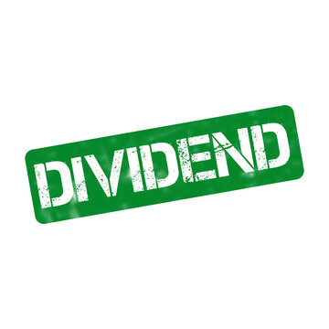 Dividend green rubber stamp icon, financial profit and investment return symbol, distressed grunge dividend sign on white background
