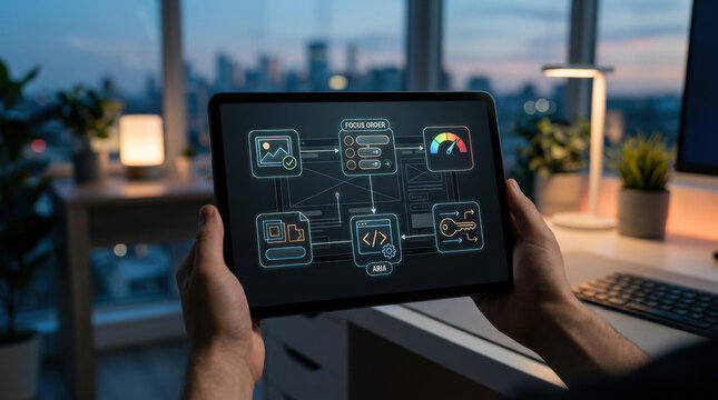 Tablet accessibility screen reader interface focus order keyboard navigation ui design web development digital display code