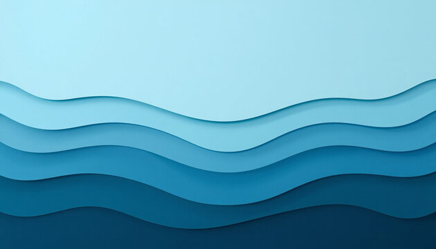Abstract Wave Layers Paper Cut Ocean Blue Depth Banner Background Modern