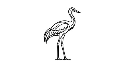 Obraz premium Minimalist heron bird line art illustration.