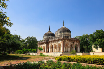 Fototapeta premium Qutb Shahi Tombs displaying historic Islamic architecture in Hyderabad, India