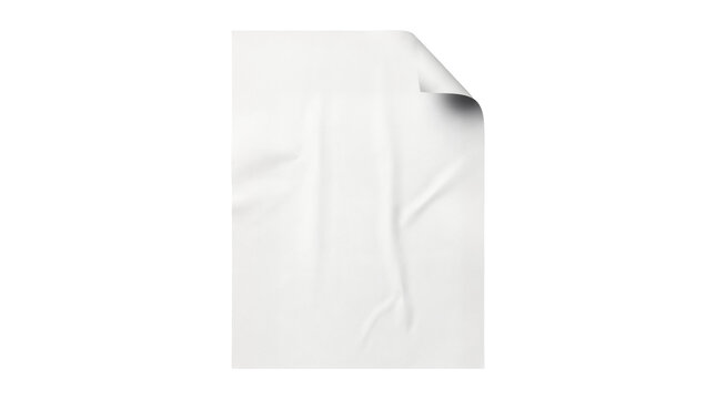 Minimalist torn paper edge, folded white sheet texture with curled corner, clean abstract stationery mockup photo isolated on Transparent Background