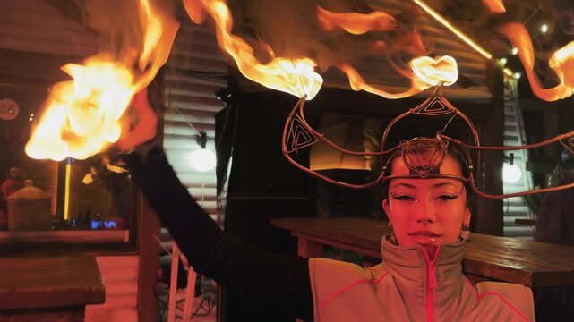 Captivating Female Fire Acrobat Show in Kopaonik, Serbia