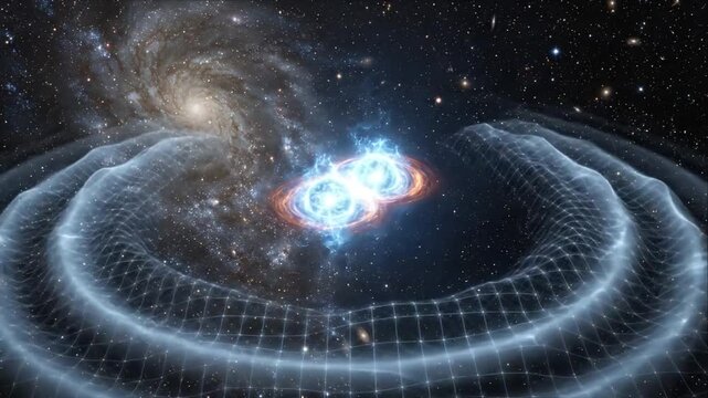 Galaxy space gravity wave collision black hole spiral universe astrophysics cosmic energy light ripple star cluster night sky explosion swirl deep science fiction background mysterious motion