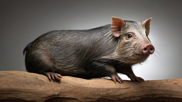 javan warty pig on white background