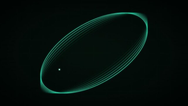 Abstract Glowing Elliptical Ring With Spinning Parallel Lines