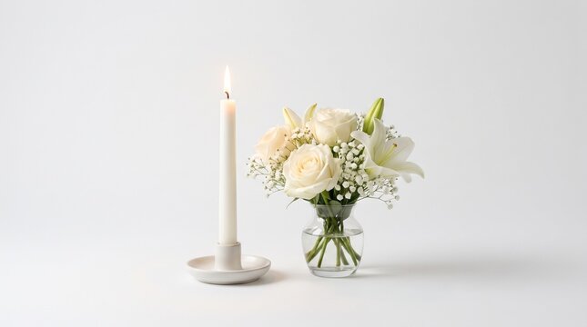 candle and flowers