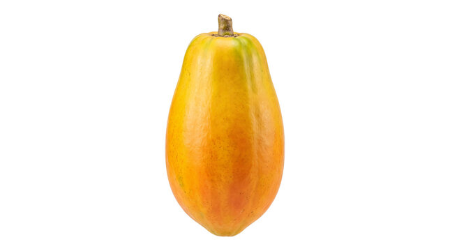 papaya fruit with green stem on png isolated on transparent background