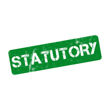 Statutory green rubber stamp, distressed legal ink stamp on white background, official compliance and regulatory concept