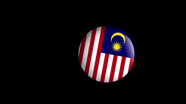Bouncing Soccer Balls with Malaysian Flag Pattern on Black Background