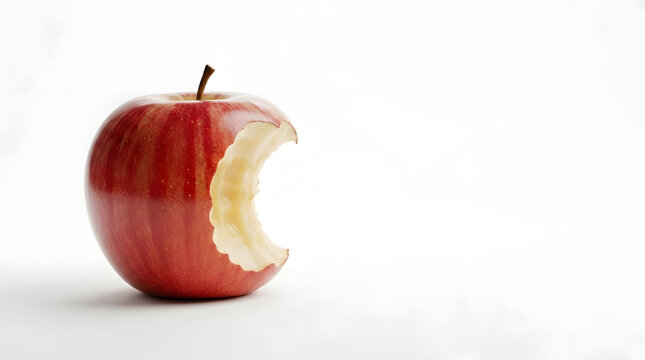 Bitten red apple on clean background