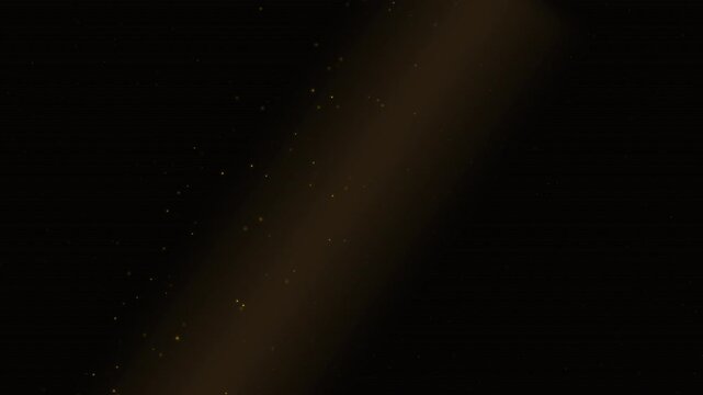 Cinematic warm light beam shining diagonally through floating dust particles on a black background