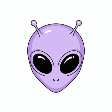 Cute Purple Alien Head Vector Illustration