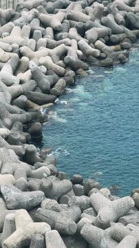 Concrete Tetrapods Breakwater in Civitavecchia Italy