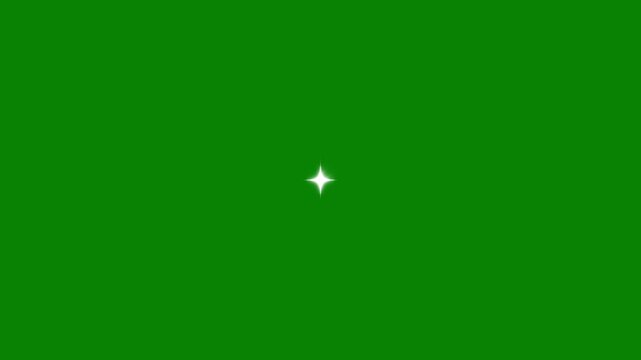 White doodles cartoon style twinkle stars glitter sparkle animation. glowing light burst, green screen background, sparkle on transparent background. vector stars and starry night sky. 4k