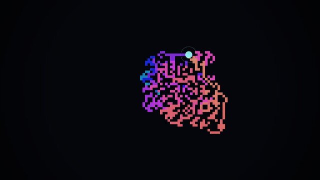 Pixel Art Skull And Loading Glow On Dark Background Minimal Loop