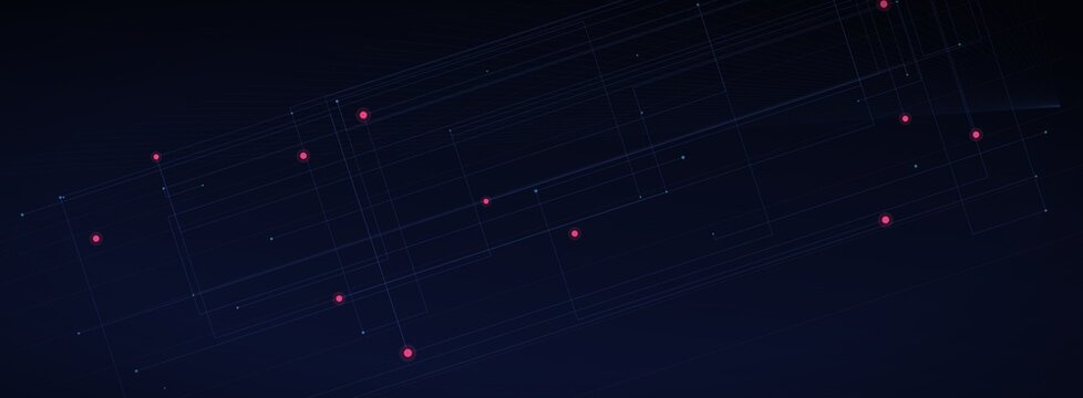 Abstract digital network background, dark blue tech grid with glowing connection points, futuristic data visualization concept